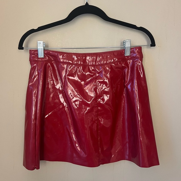 Red Leather Mini Skirt - Picture 2 of 3